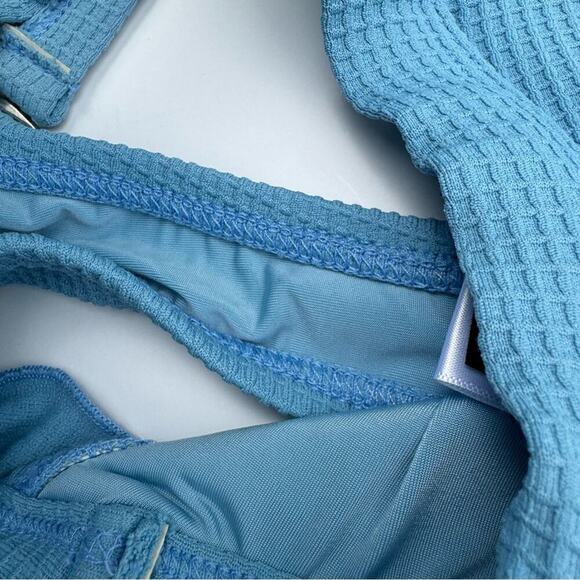 Ris-K bikini set baby blue waffle textured bikini set ruffle size extra small - Picture 4 of 9